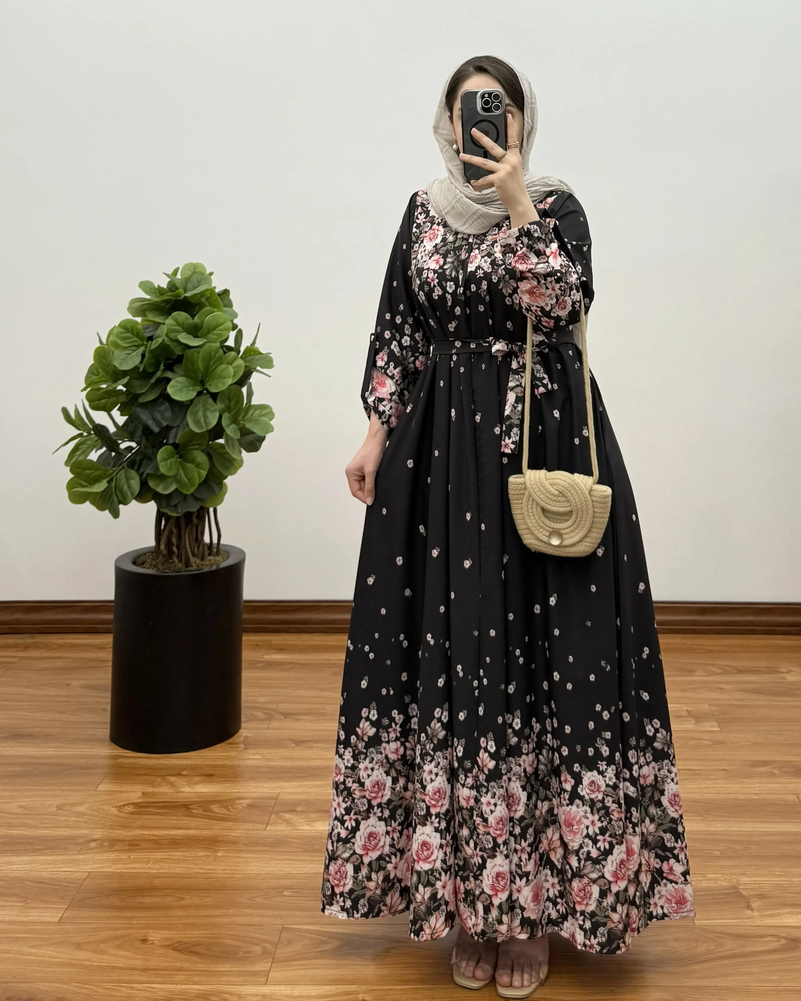 پیراهن مانتویی ایتالیایی کرپ فلور ماهرخ